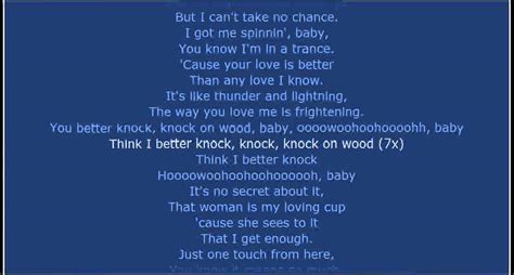 knock on wood lyrics|thunder lightning the way you love me.